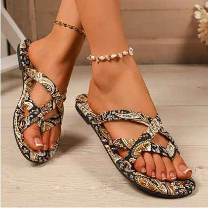 Women’s Boho Flat Printed Sandals