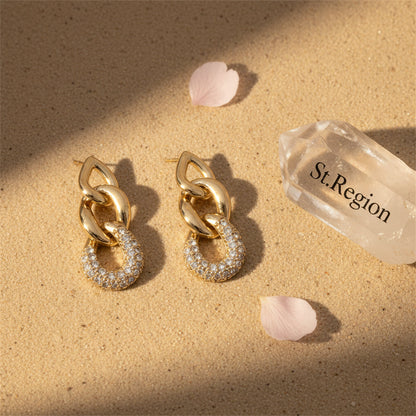 Goldtone & Clear Cubic Zirconia Link Drop Earrings