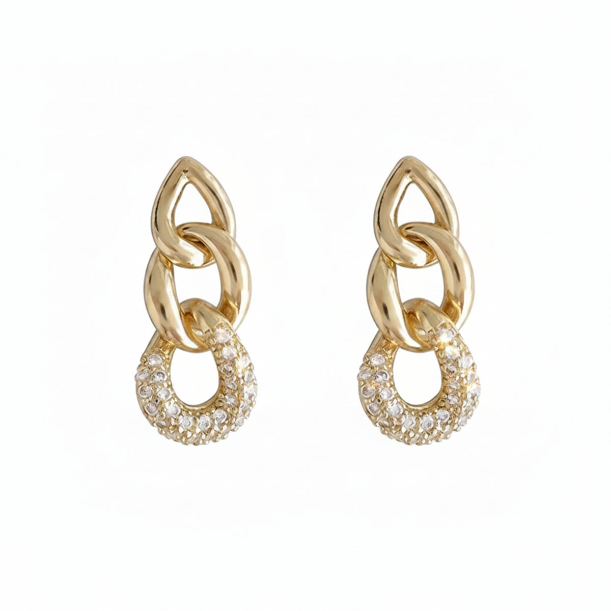Goldtone & Clear Cubic Zirconia Link Drop Earrings