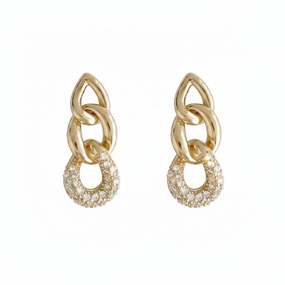 Goldtone & Clear Cubic Zirconia Link Drop Earrings