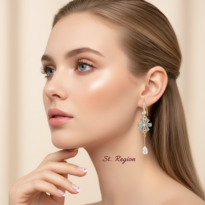 Pink Crystal & Cubic Zirconia Goldtone Flower Drop Hook Earrings