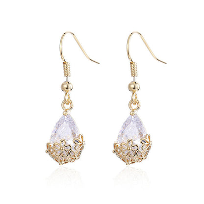 Goldtone & Crystal Floral Drop Earrings