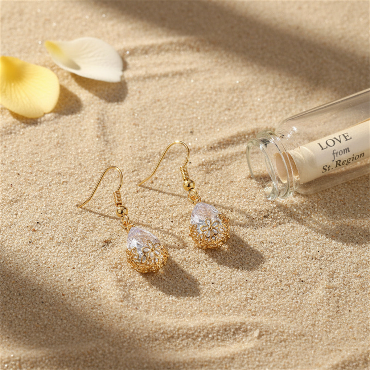 Goldtone & Crystal Floral Drop Earrings