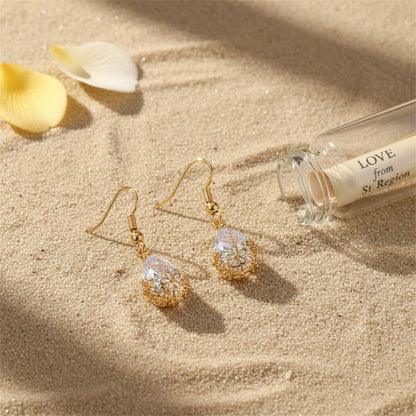 Goldtone & Crystal Floral Drop Earrings