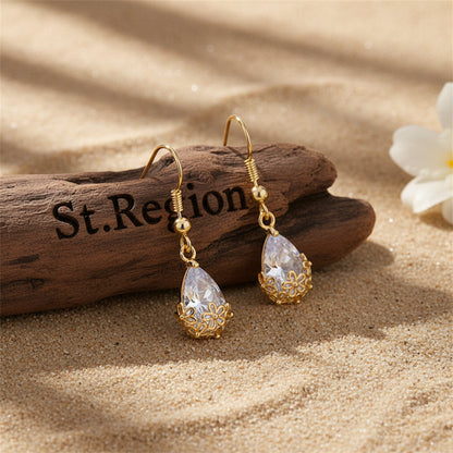 Goldtone & Crystal Floral Drop Earrings