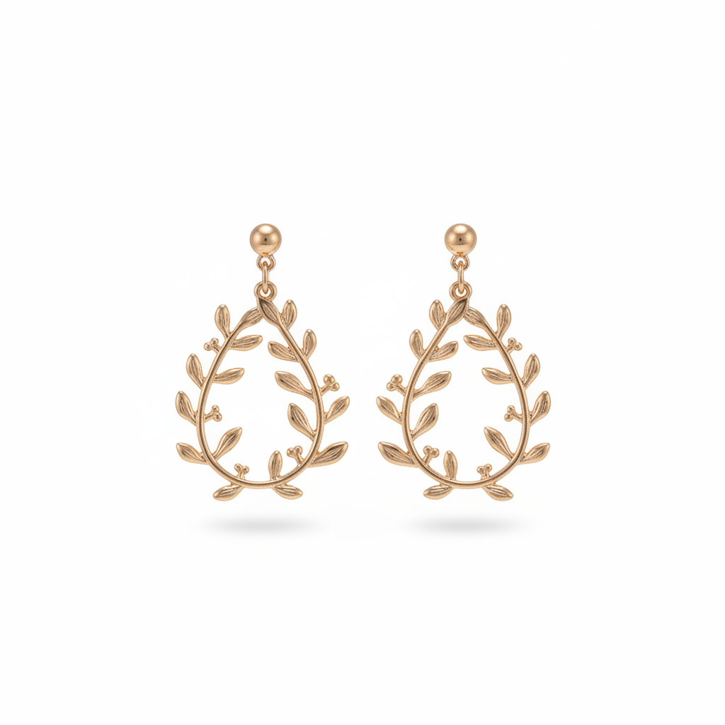 Goldtone Botanical Wreath Drop Earrings