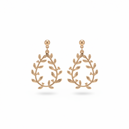 Goldtone Botanical Wreath Drop Earrings