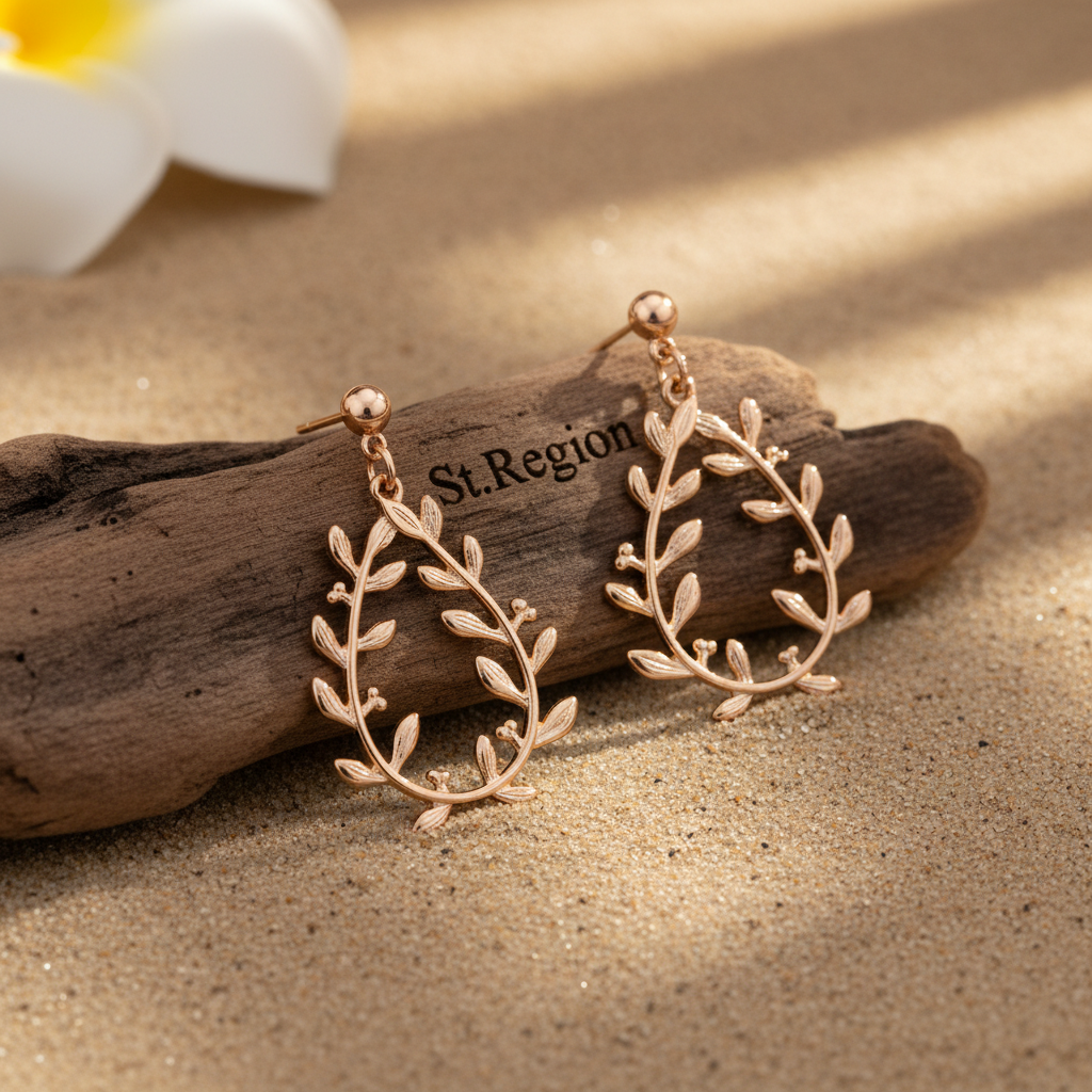 Goldtone Botanical Wreath Drop Earrings