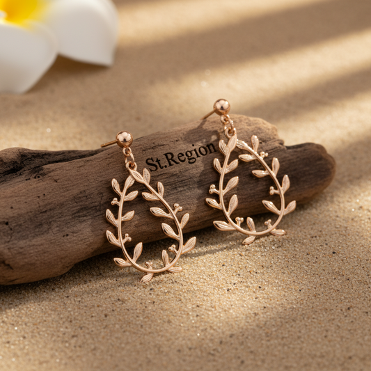 Goldtone Botanical Wreath Drop Earrings
