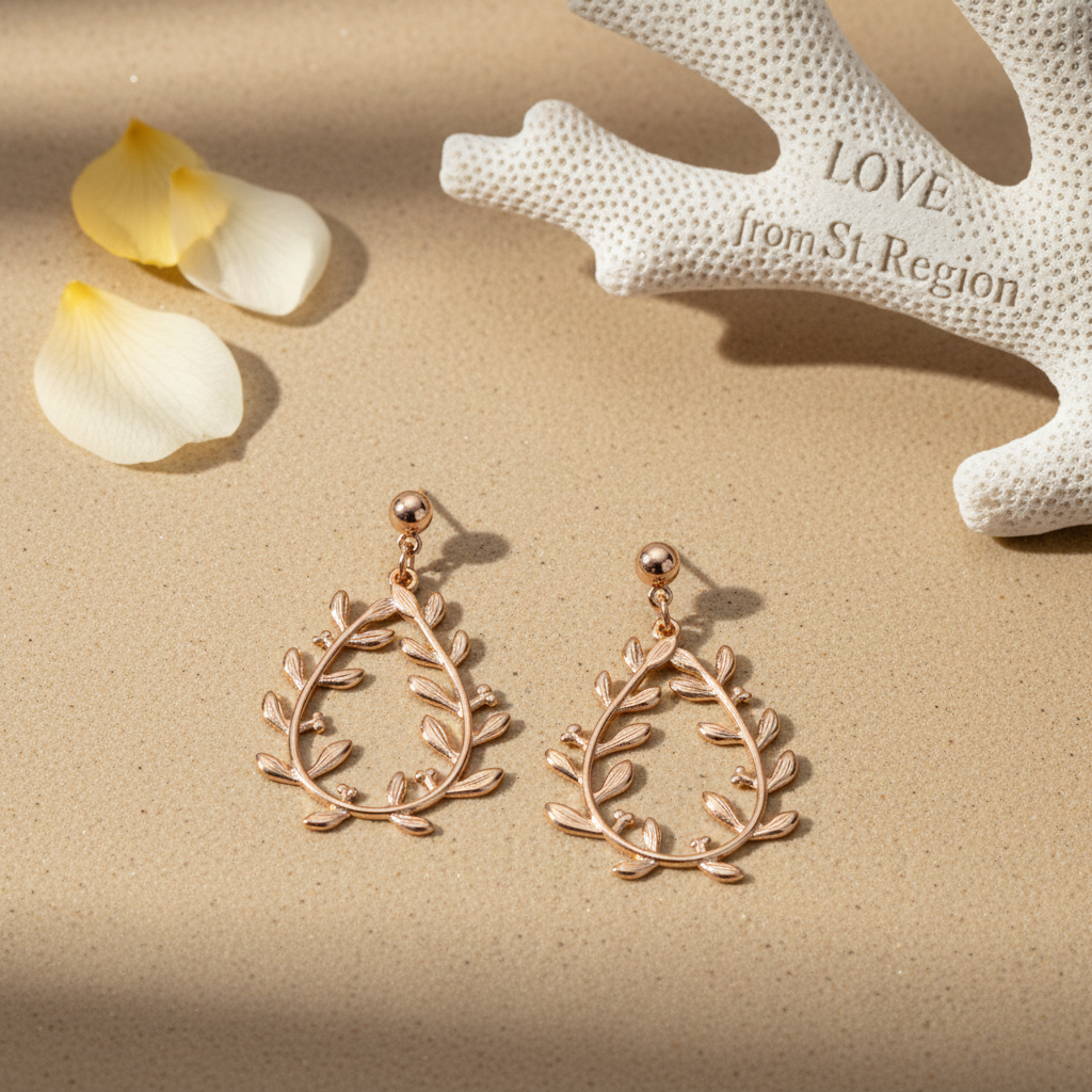 Goldtone Botanical Wreath Drop Earrings
