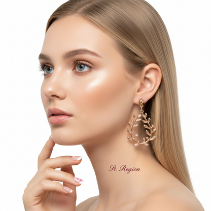 Goldtone Botanical Wreath Drop Earrings