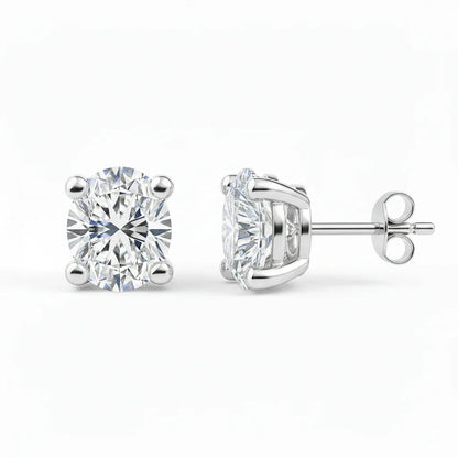 IGI Certified Oval Lab Grown Diamond Solitaire Stud Earrings White Gold