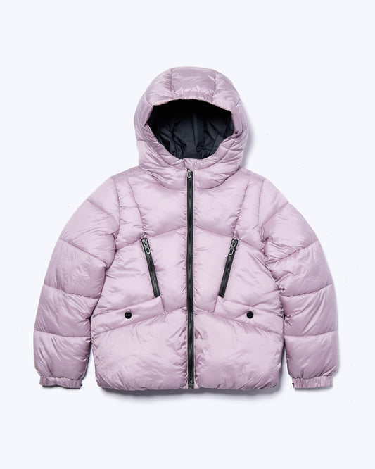 Girls Silk Shine Puffer Jacket - Dusty Grape