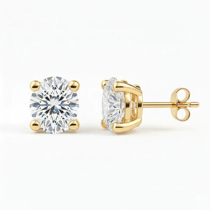 IGI Certified Oval Lab Grown Diamond Solitaire Stud Earrings Yellow Gold
