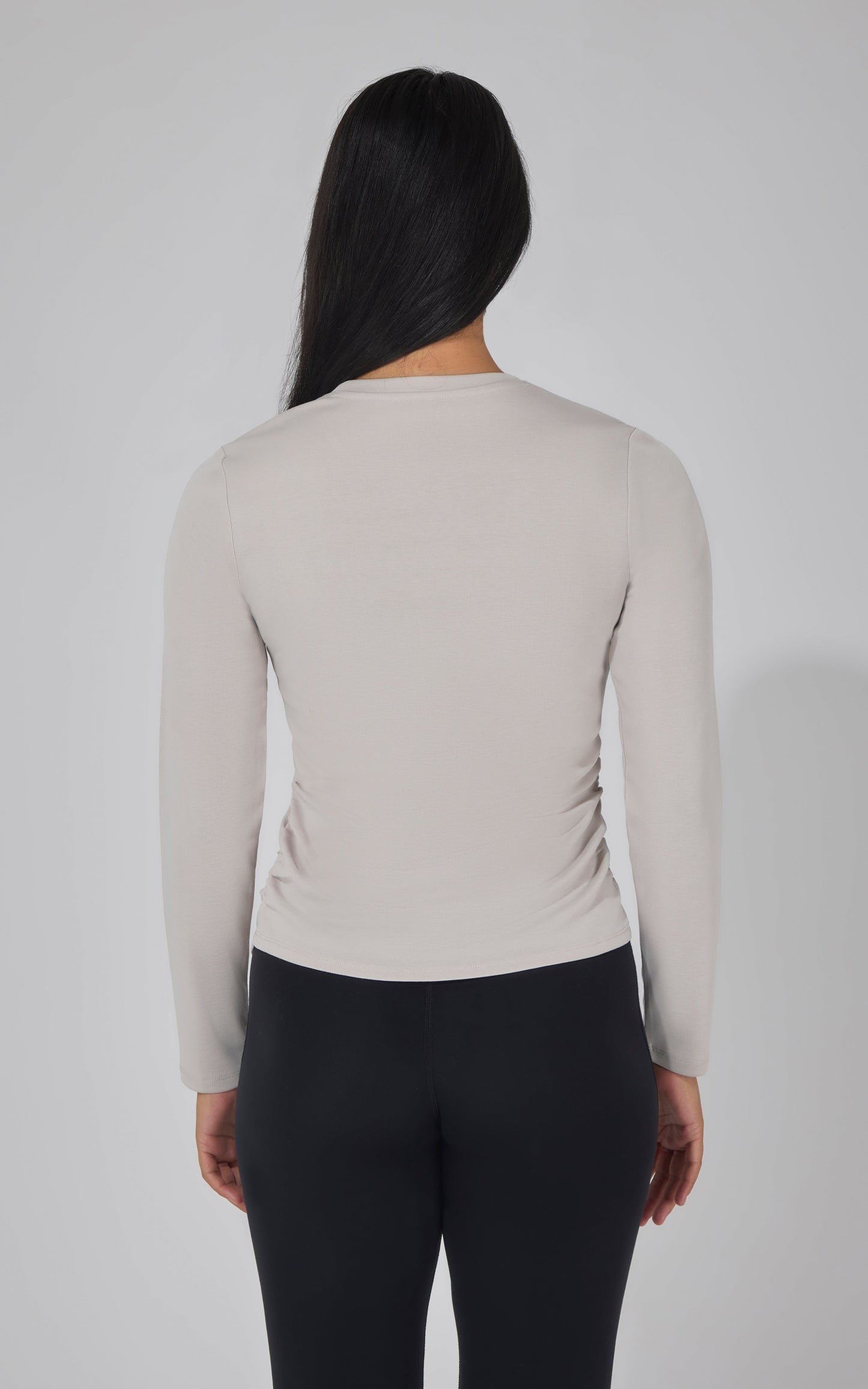 2 PK Side Ruched Long Sleeve Top