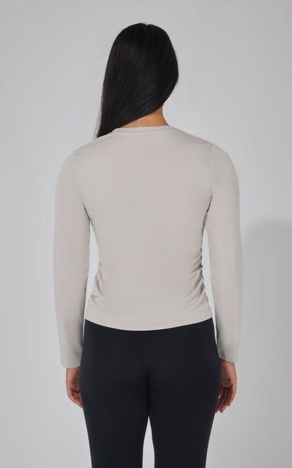 2 PK Side Ruched Long Sleeve Top
