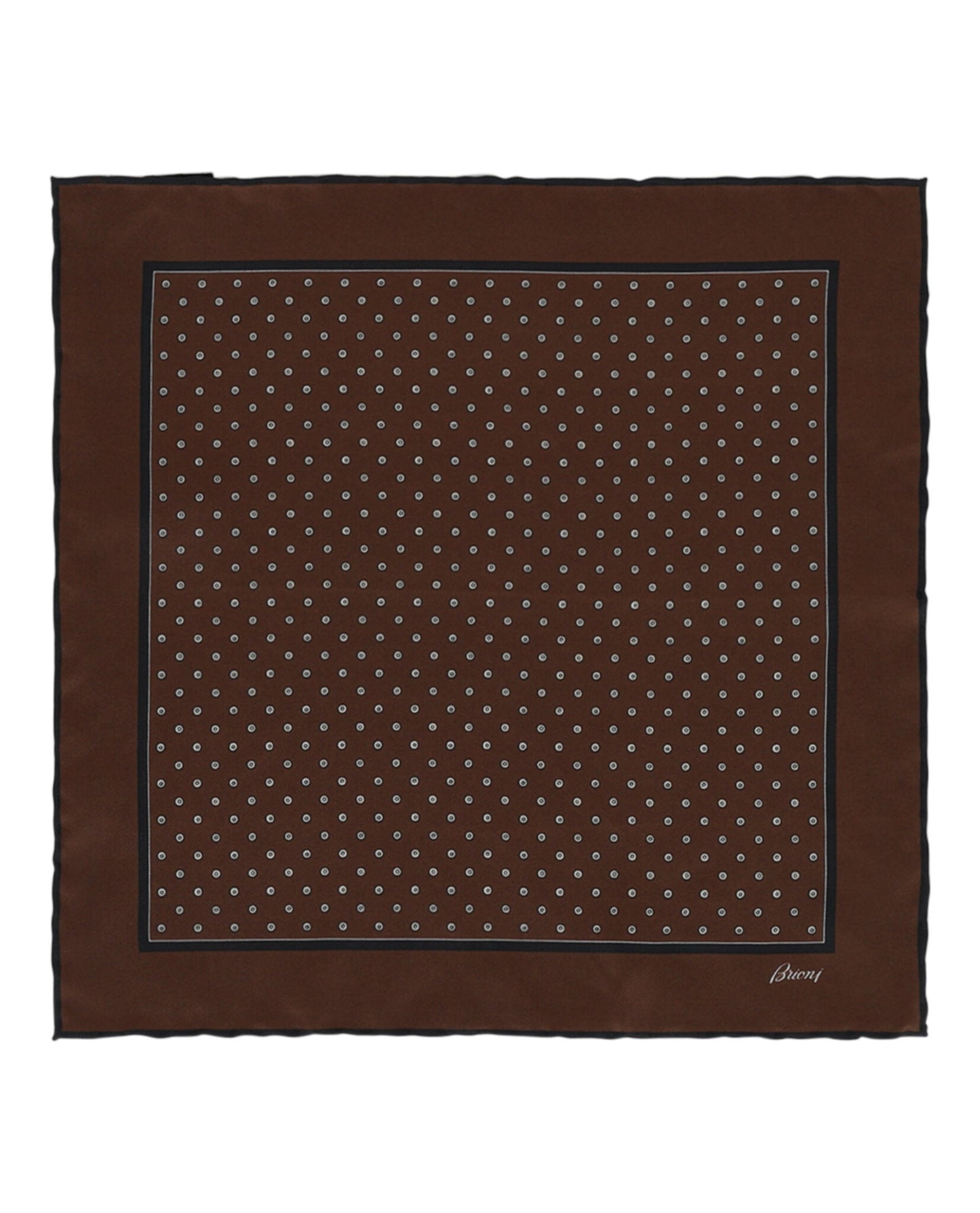 Brioni Polka Dot Print Silk Pocket Square