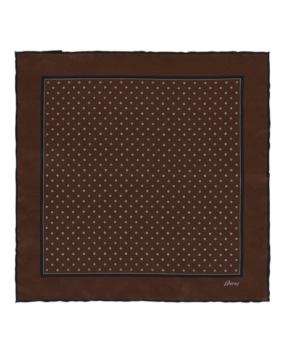 Brioni Polka Dot Print Silk Pocket Square