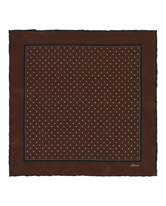 Brioni Polka Dot Print Silk Pocket Square