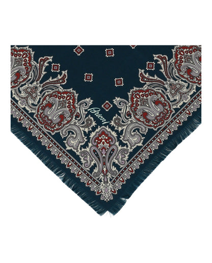 Brioni Paisley Print Silk Pocket Square