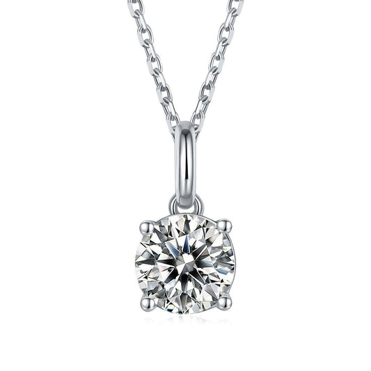 White Moissanite Solitiare Necklace
