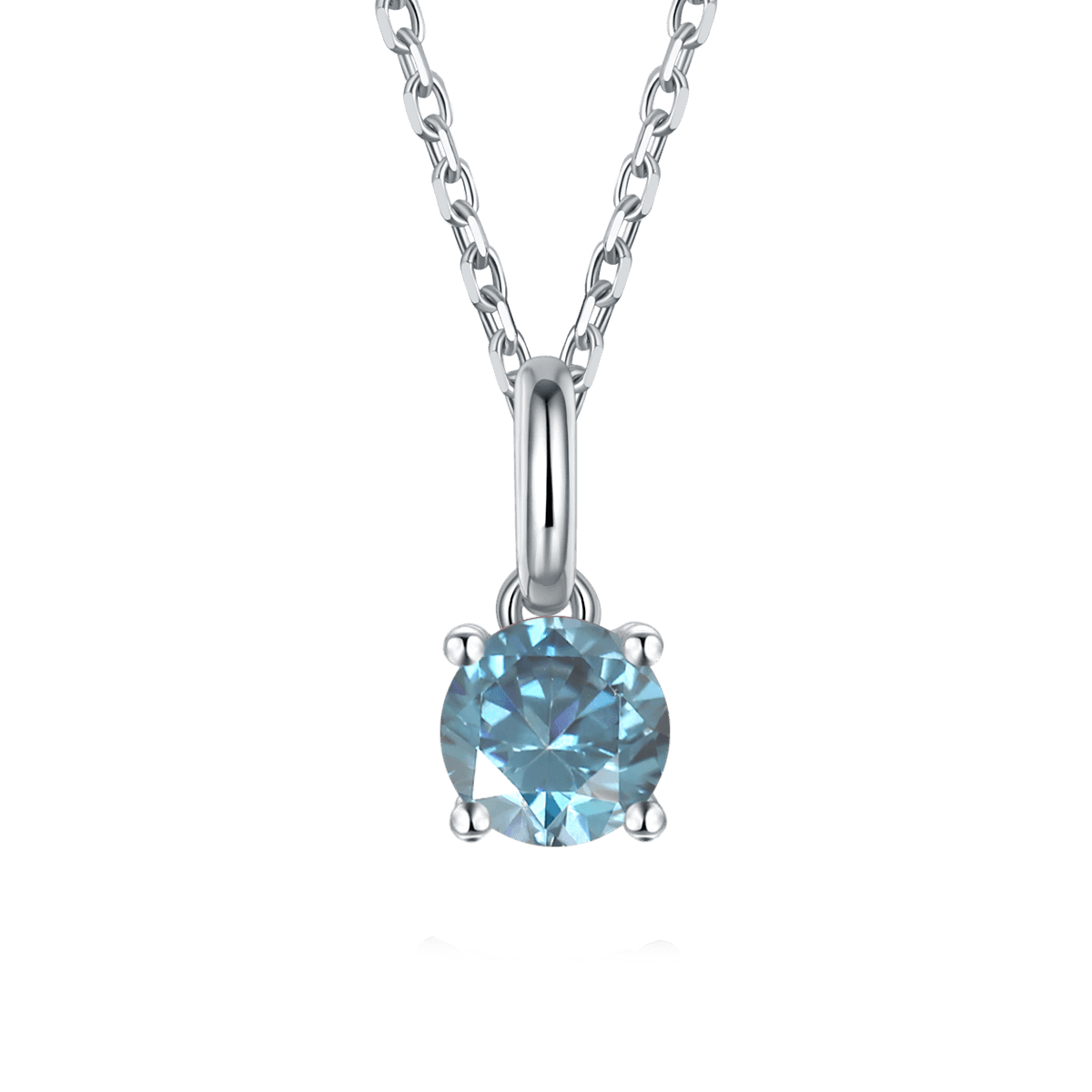 Blue Moissanite Solitiare Necklace