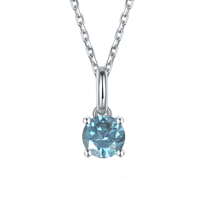 Blue Moissanite Solitiare Necklace