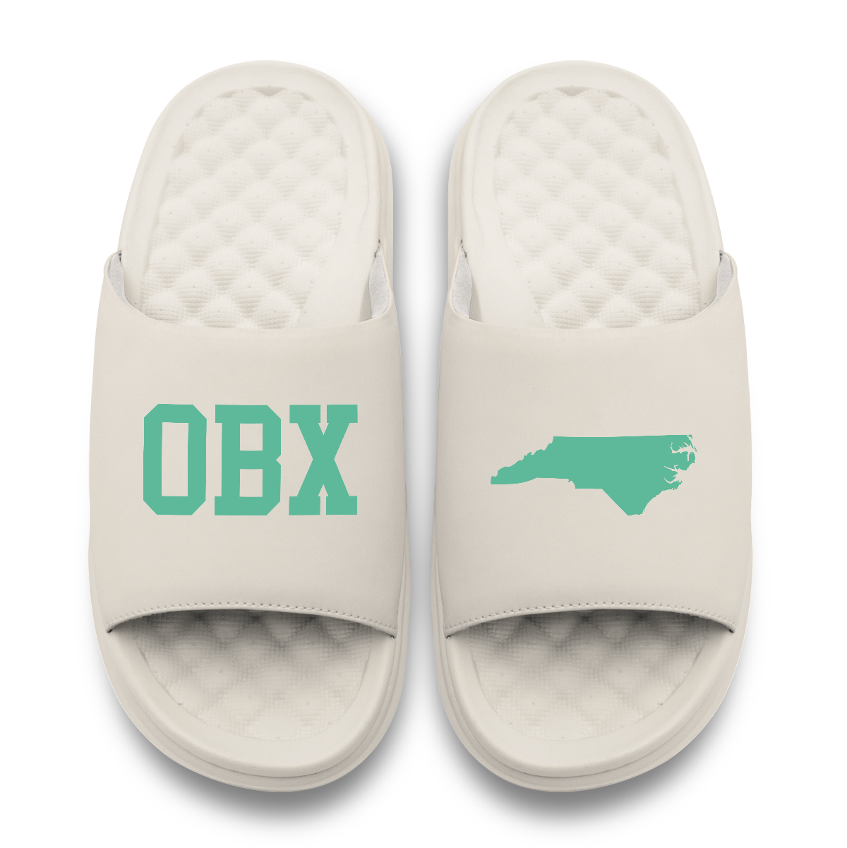 Outer Banks North Carolina Outline Motive Slide Sandals