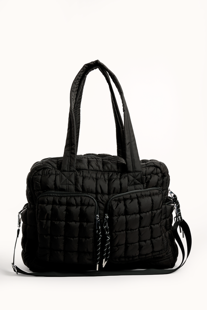 Haylie Black Quilted Weekender Bag
