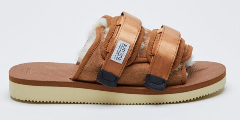 Men's Suicoke Moto-M2Ab Shearling And Suede Slide Sandals