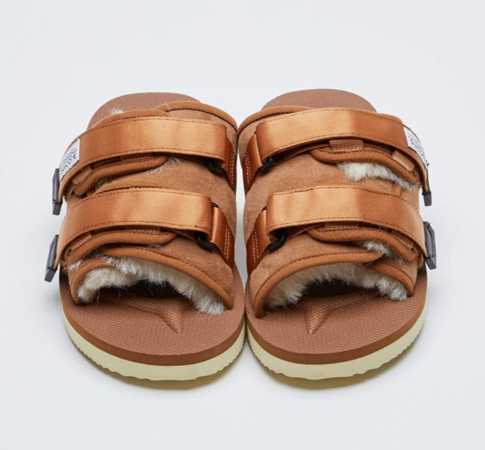 Men's Suicoke Moto-M2Ab Shearling And Suede Slide Sandals