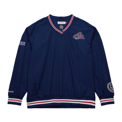 Mitchell & Ness Men's NHL Classic Nylon Pullover Current Logo Blue Jackets Pullovers
