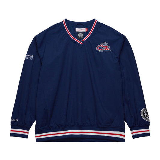Mitchell & Ness Men's NHL Classic Nylon Pullover Current Logo Blue Jackets Pullovers