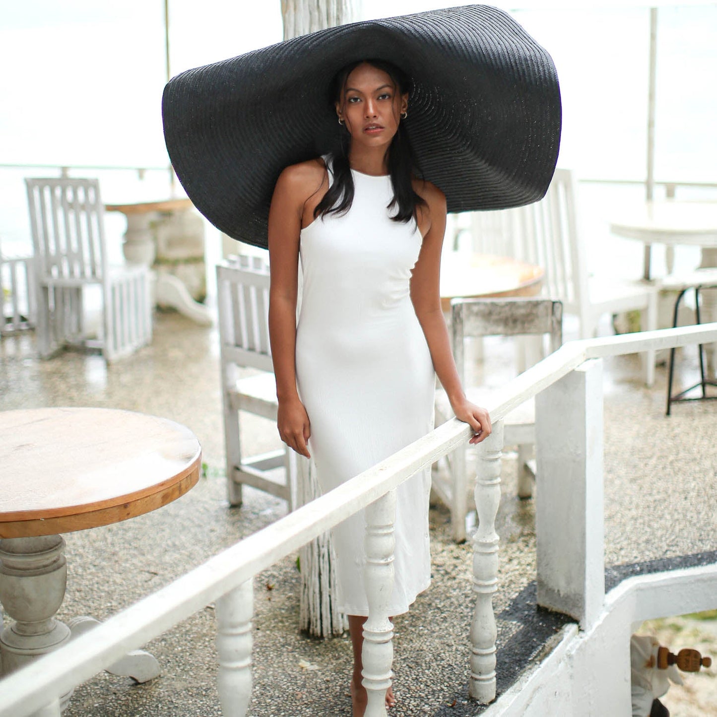 The Ola Rib Second-Skin Bodycon Midi Dress In White