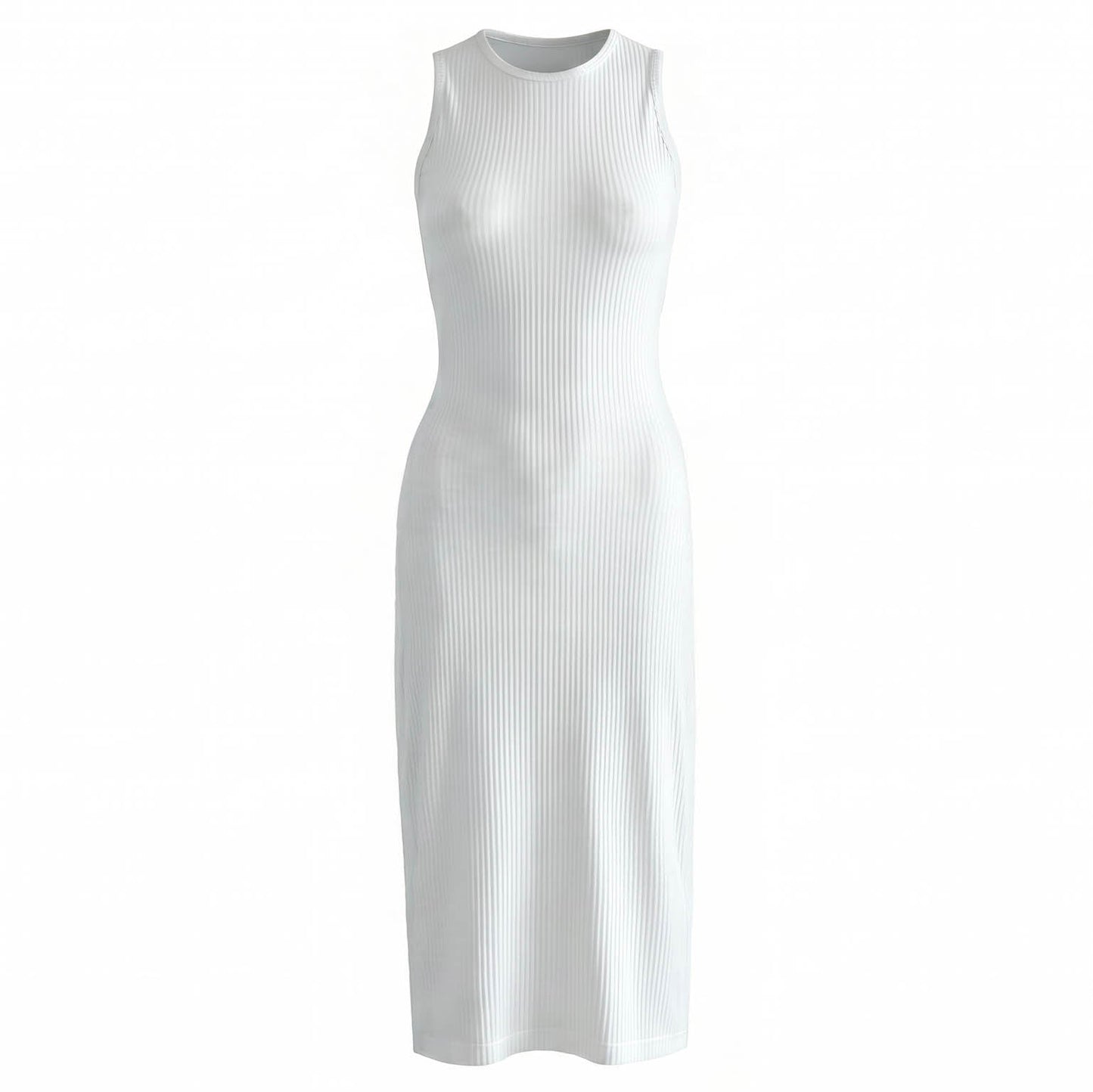 The Ola Rib Second-Skin Bodycon Midi Dress In White