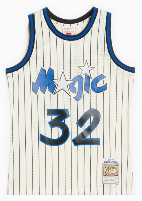 Men's Mitchell & Ness Cream Swingman Jersey Magic 1993 Shaquille O'Neal