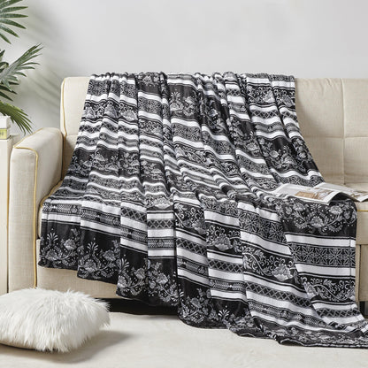 Elegant Comfort Printed Bed or Oversized Couch Blanket - Lightweight for All Season Warmth