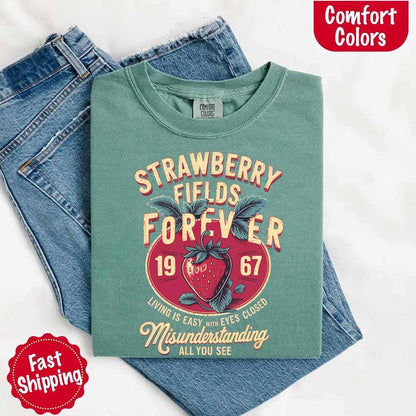 Old School Rock Band Tee – Strawberry Fields Comfort Colors Shirt