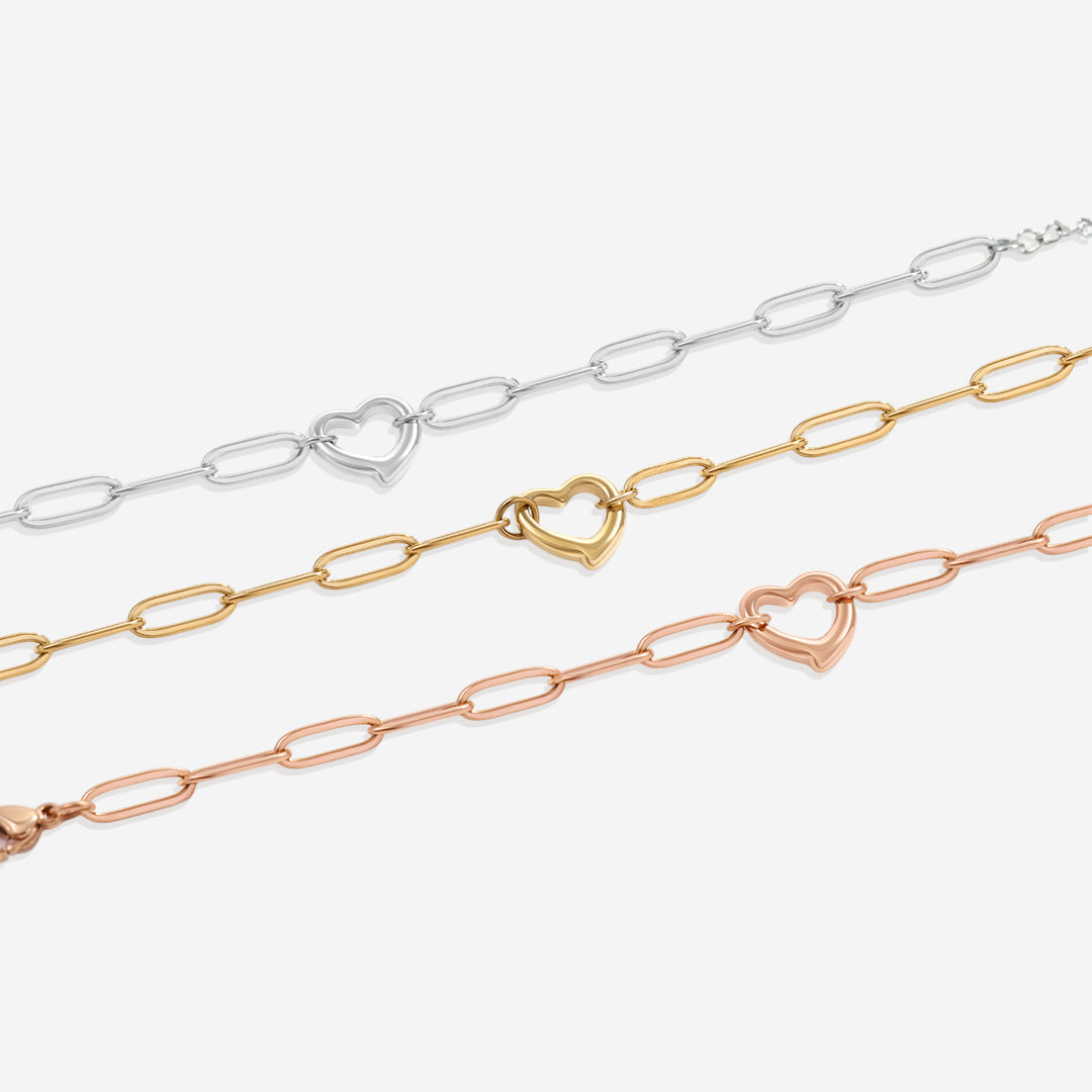 Mint & Lily Open Heart Paperclip Chain Bracelet