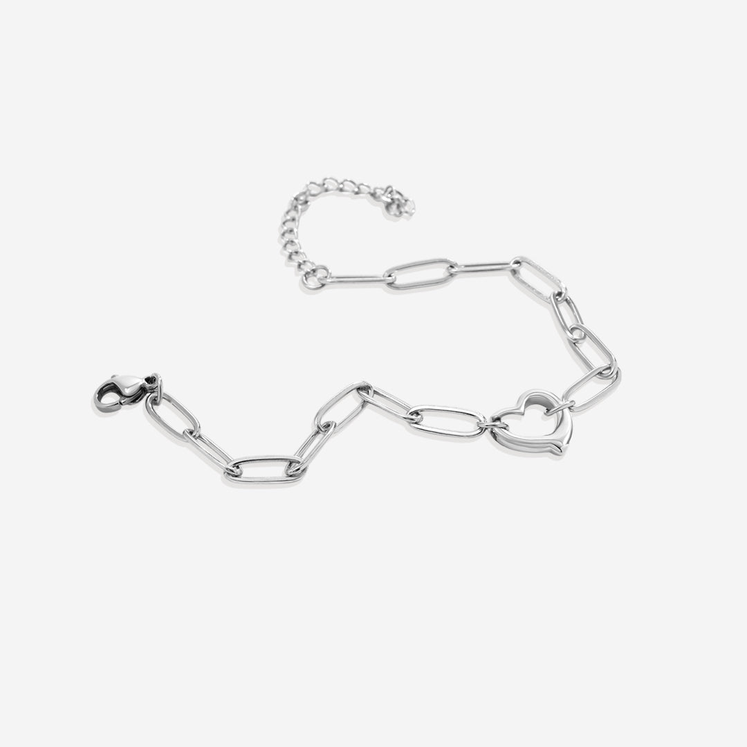 Mint & Lily Open Heart Paperclip Chain Bracelet