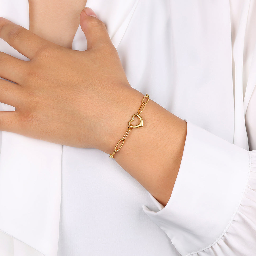 Mint & Lily Open Heart Paperclip Chain Bracelet