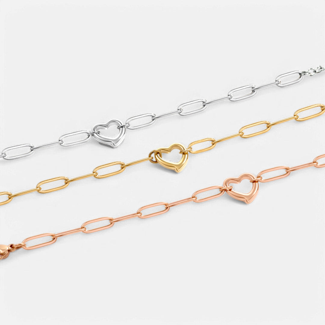 Mint & Lily Open Heart Paperclip Chain Bracelet
