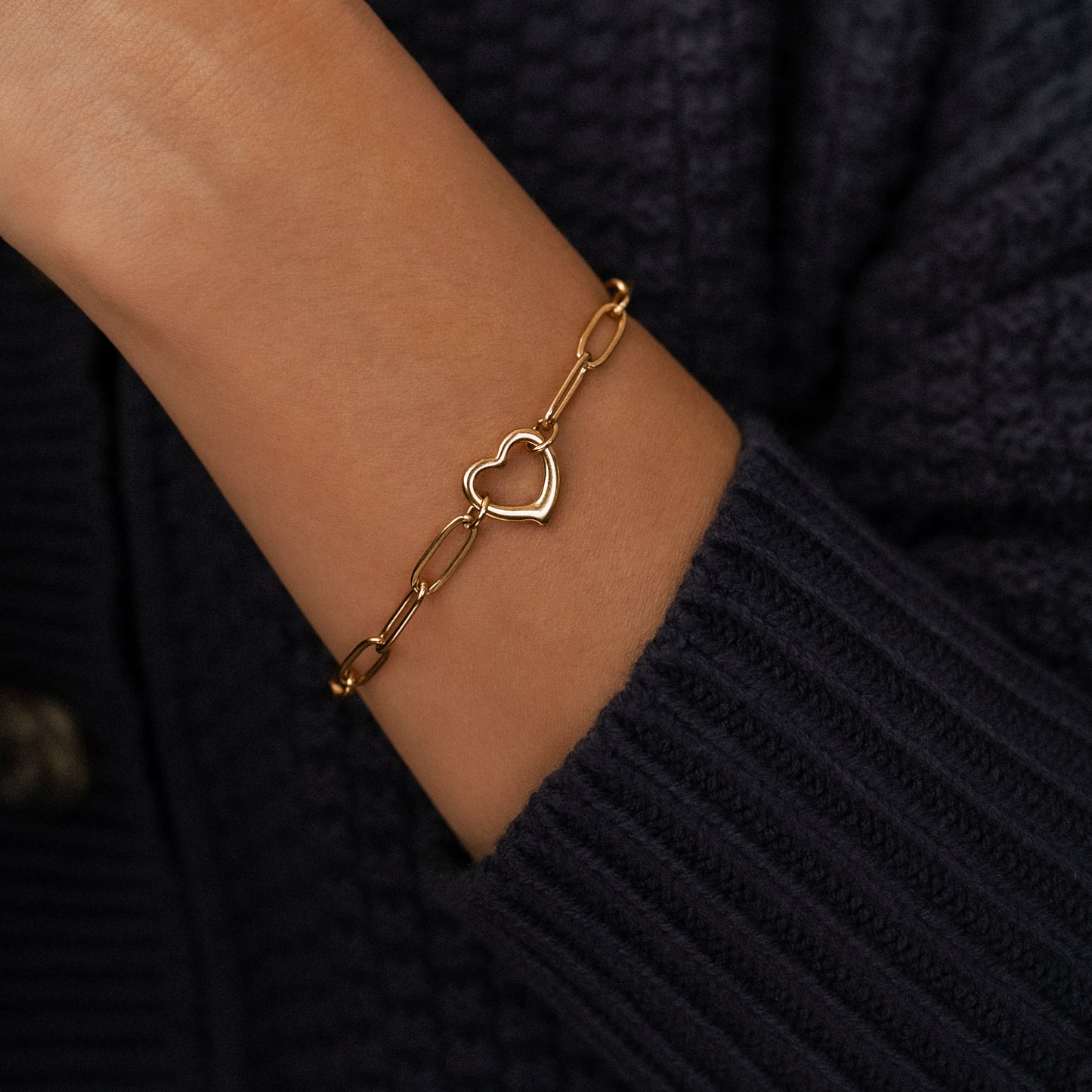 Mint & Lily Open Heart Paperclip Chain Bracelet