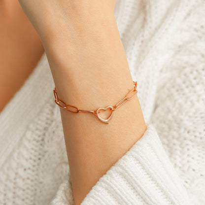 Mint & Lily Open Heart Paperclip Chain Bracelet