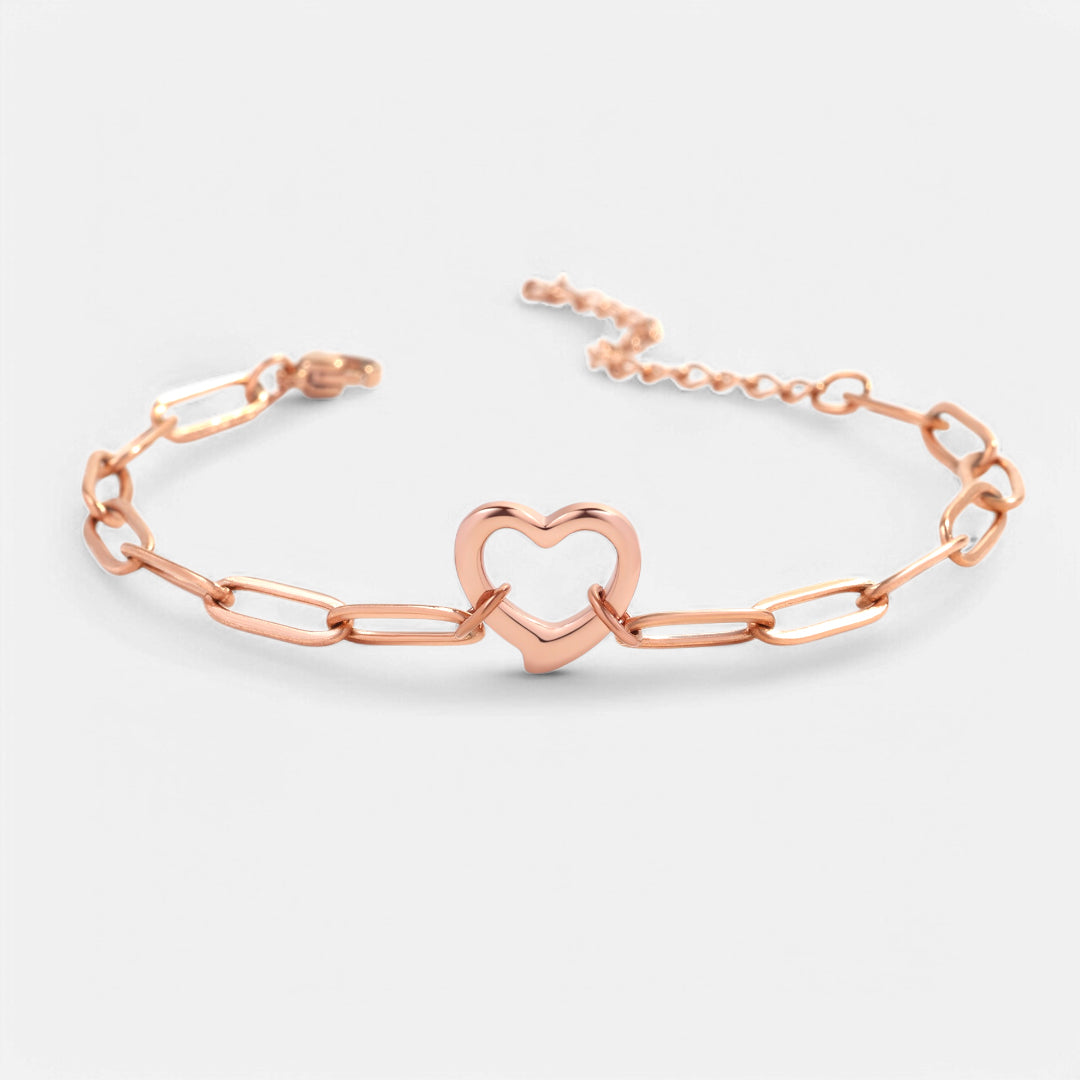 Mint & Lily Open Heart Paperclip Chain Bracelet