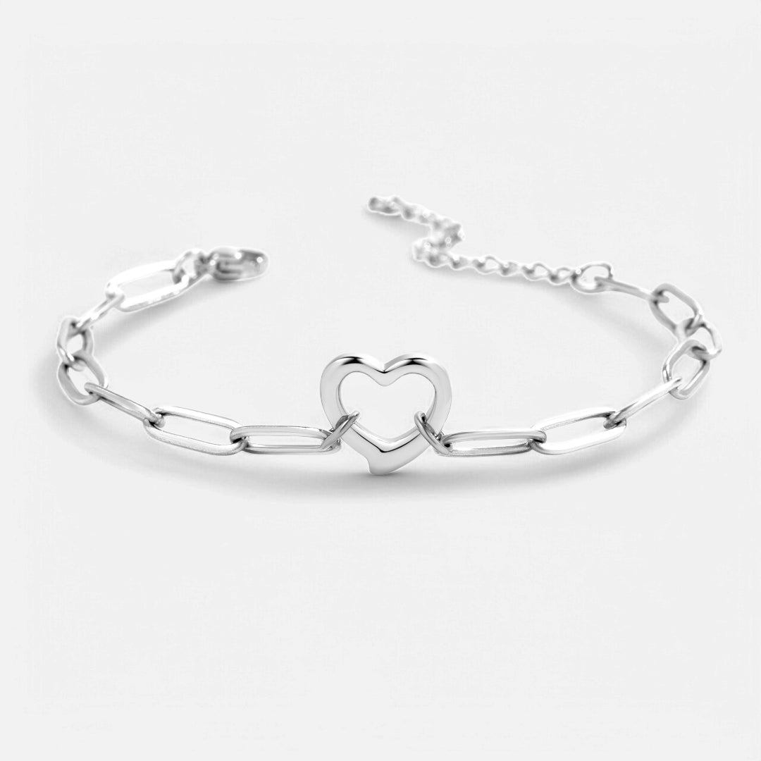 Mint & Lily Open Heart Paperclip Chain Bracelet