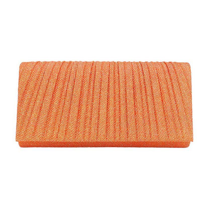 Pleated Shimmery Evening Clutch Crossbody Bag