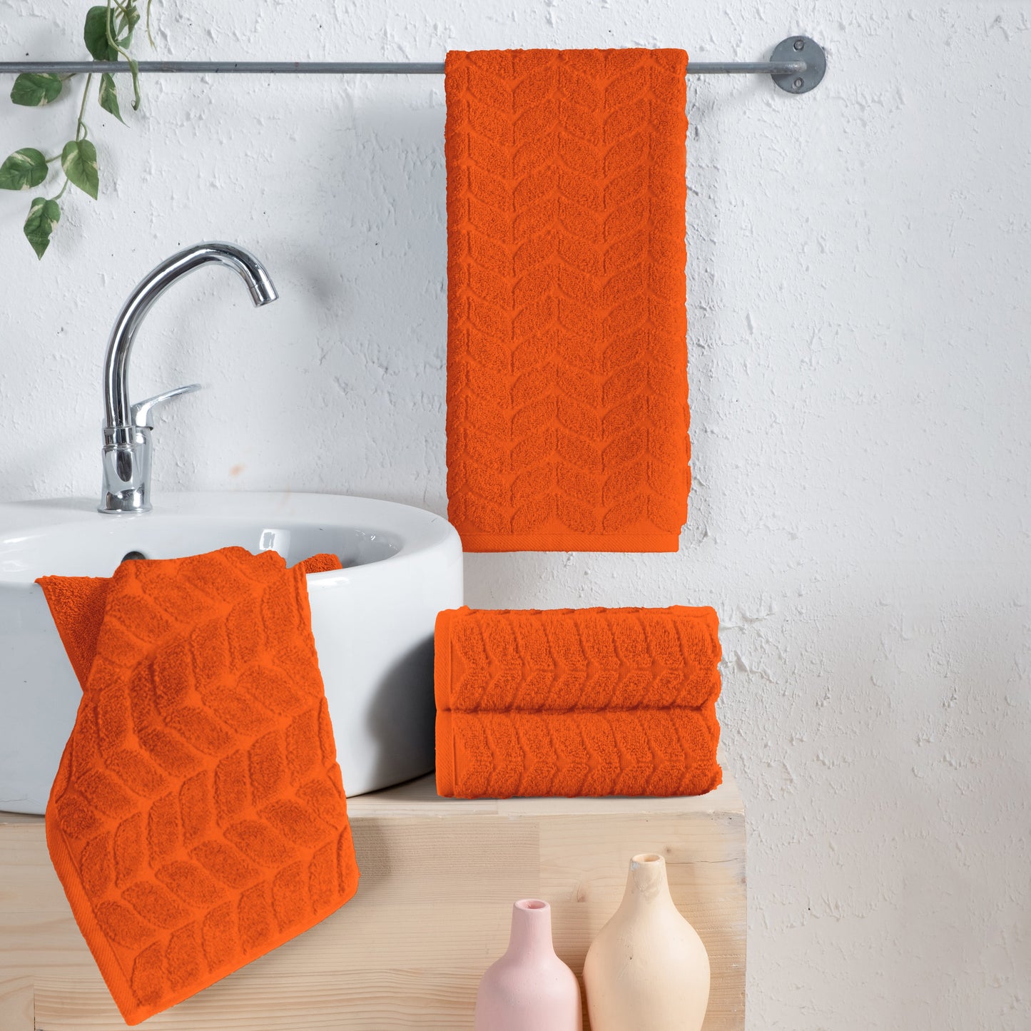 Elegant Comfort 4-Pack Premium Turkish Cotton Braided Hand Towel Set, 16 x 28 inch