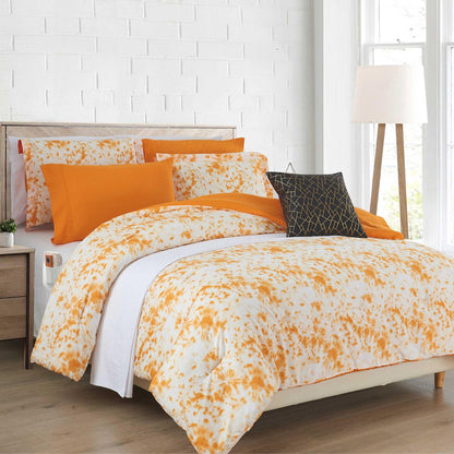 Elegant Comfort 10-Piece Tie-Dye Comforter Set, Includes 6-Piece Sheet Set with Double Sided Storage Pockets
