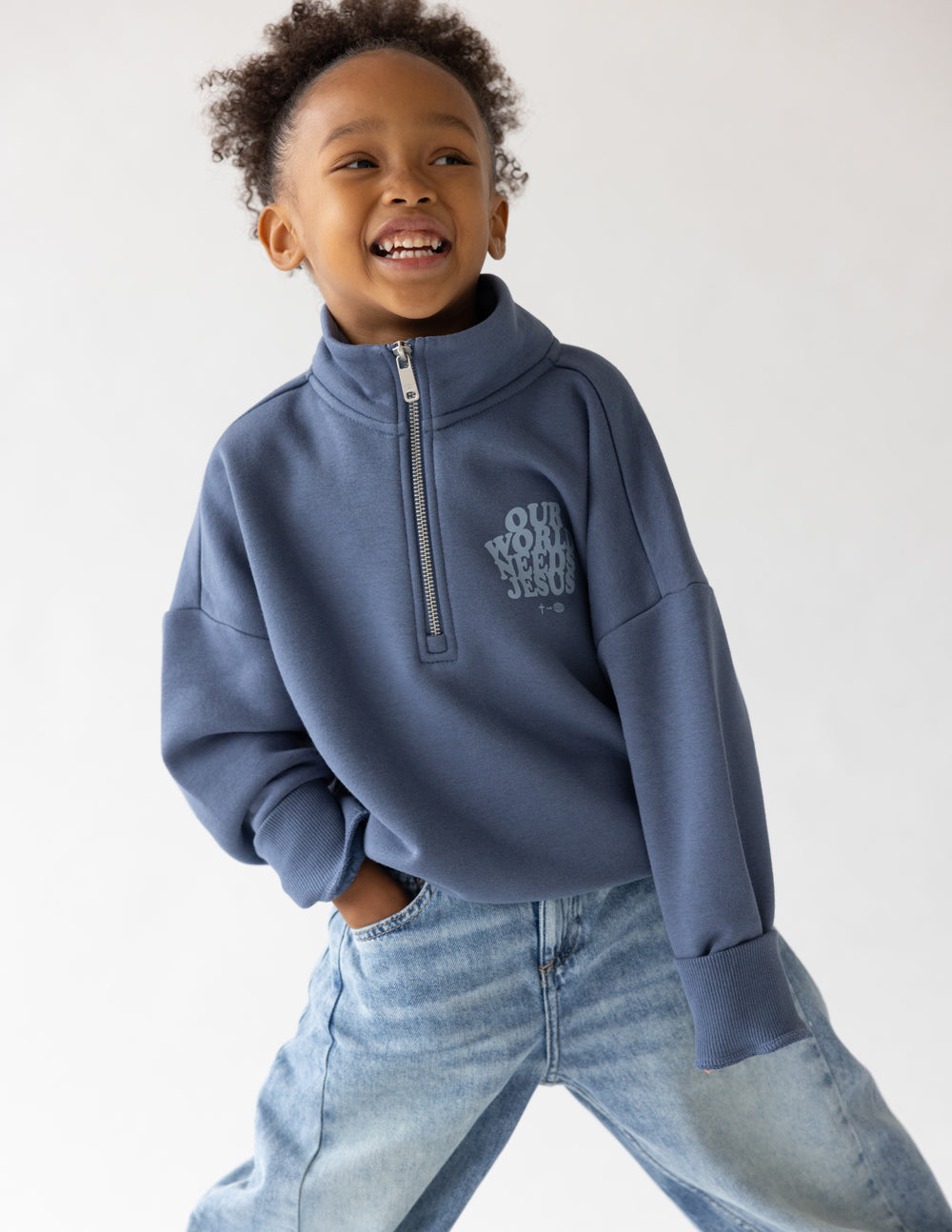 Elevated Faith Our World Needs Jesus Kids Half-Zip
